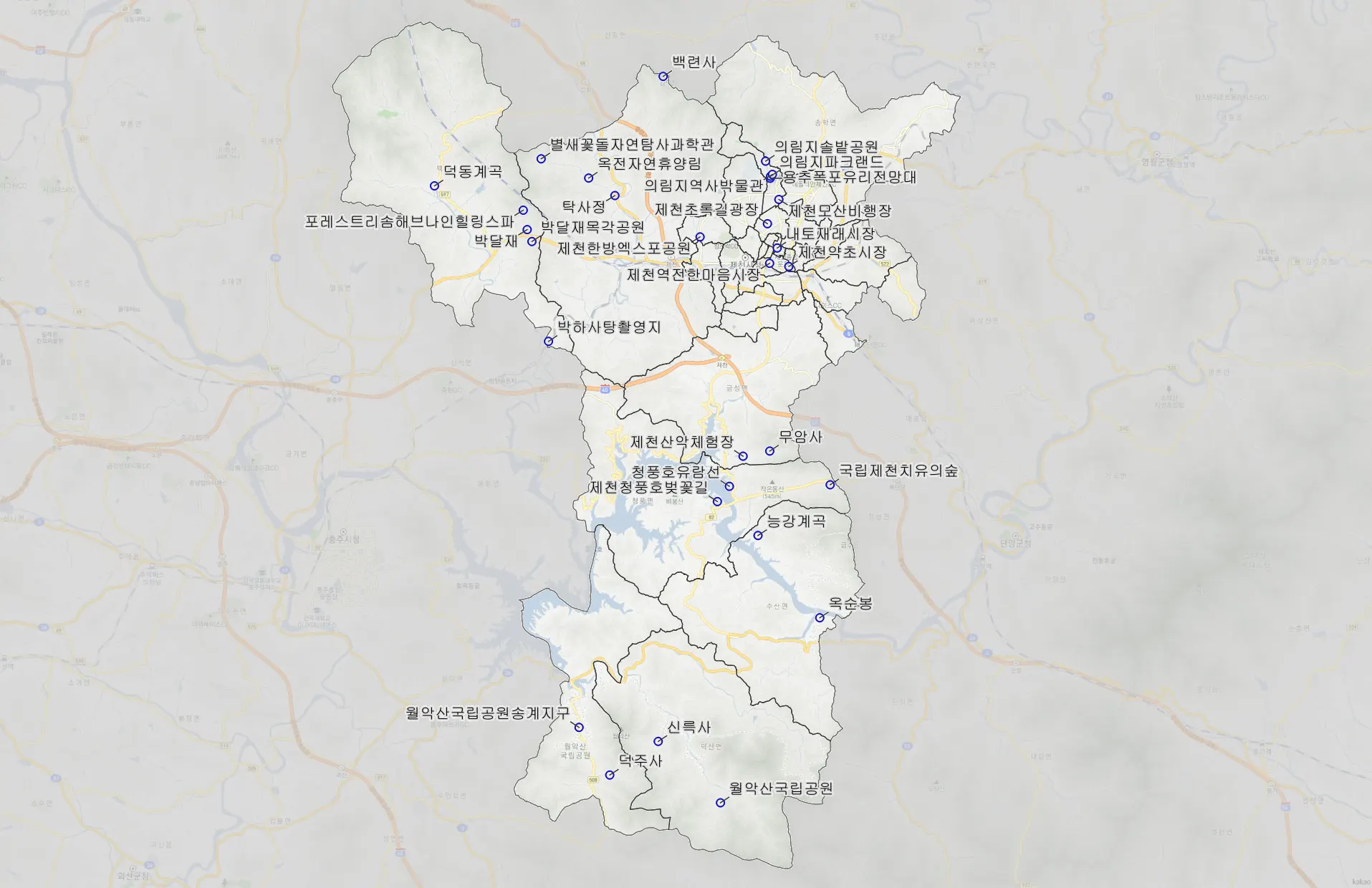 제천 관광지 추천 30 위치도