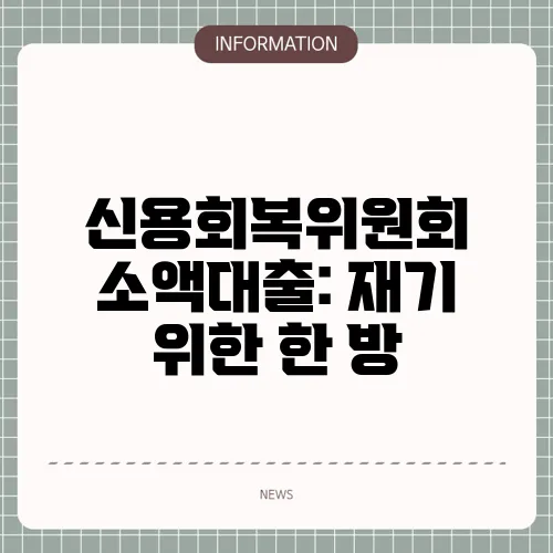 신용회복위원회 소액대출: 재기 위한 한 방