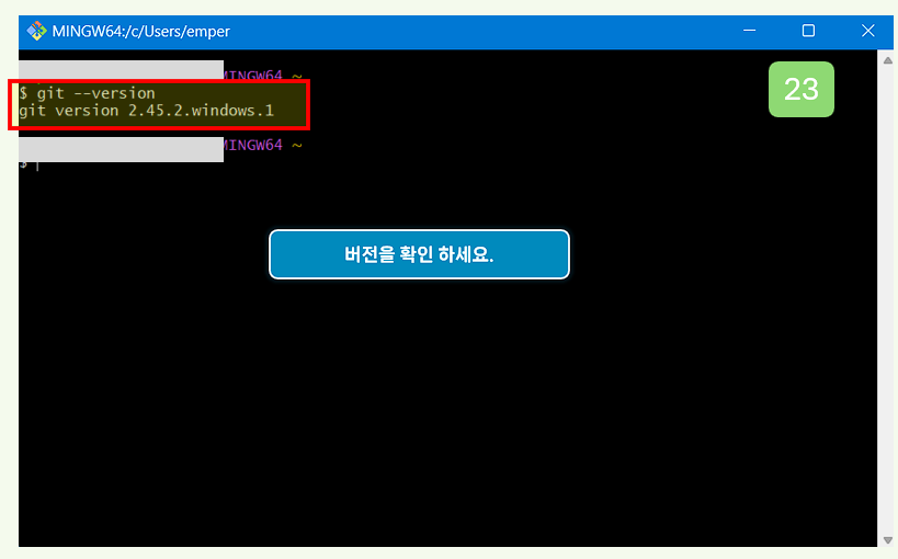 Git 버전을 확인하세요.