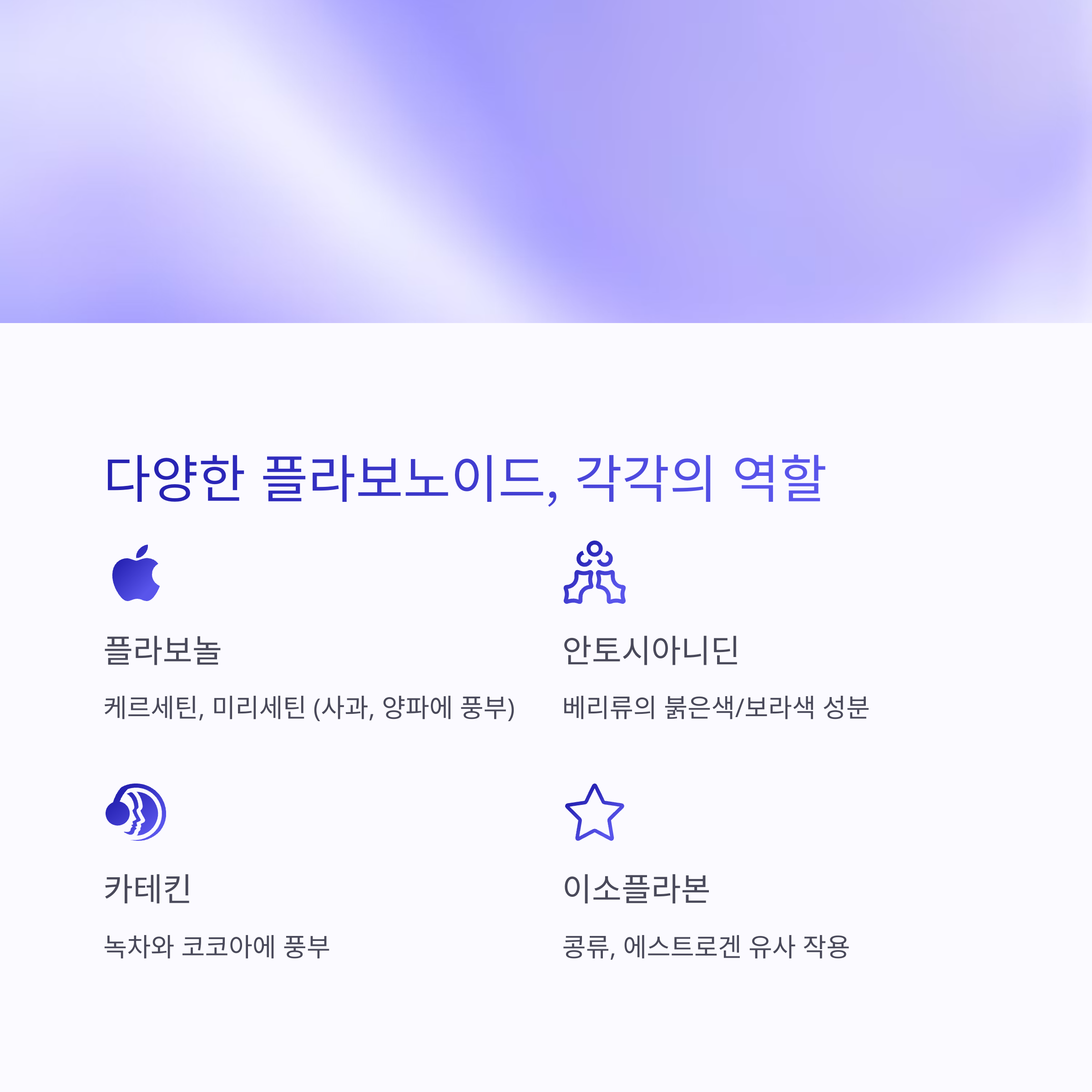 다양한 플라보노이드, 각각의 역할
