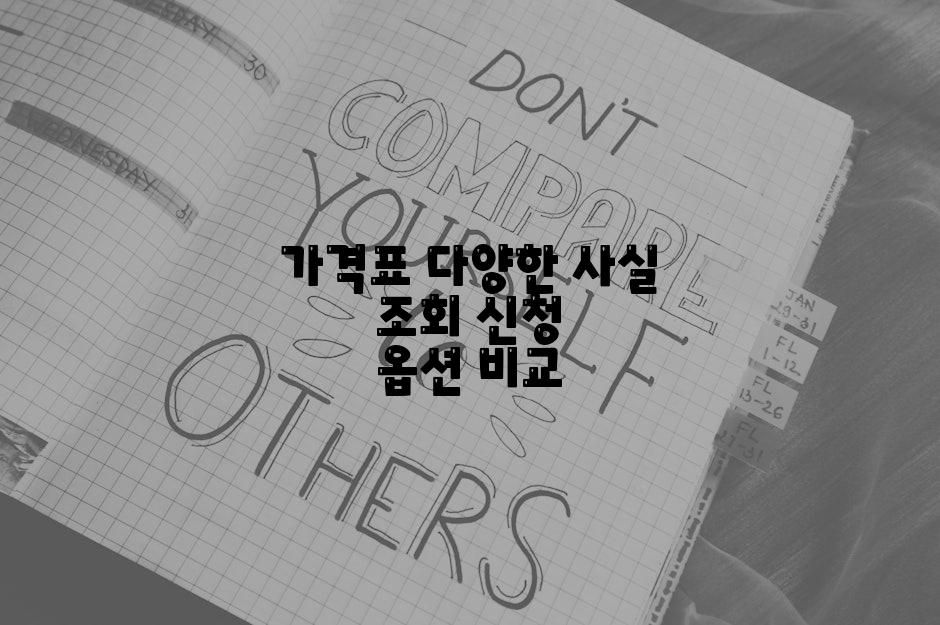 가격표 다양한 사실 조회 신청 옵션 비교