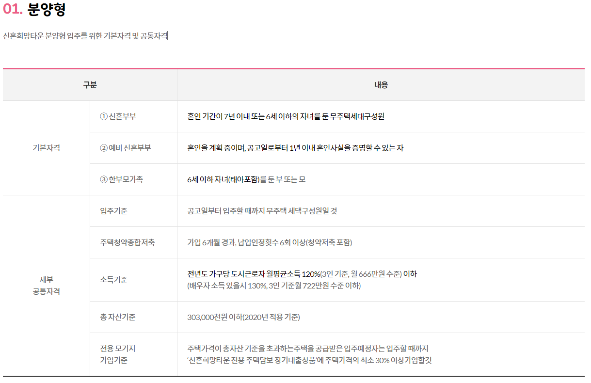 신혼희망타운 분양형 입주조건