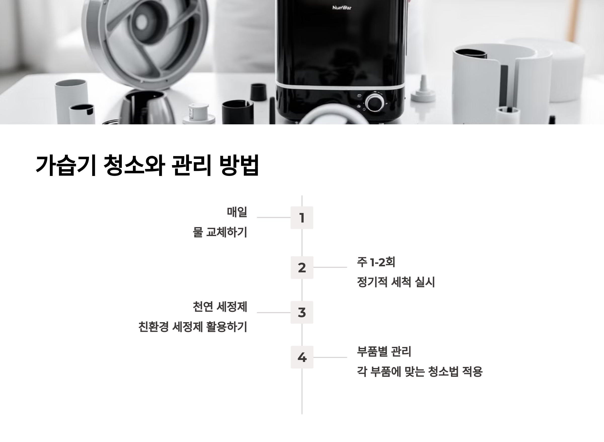 가습기 청소와 관리 방법을 정리한 PPT 이미지