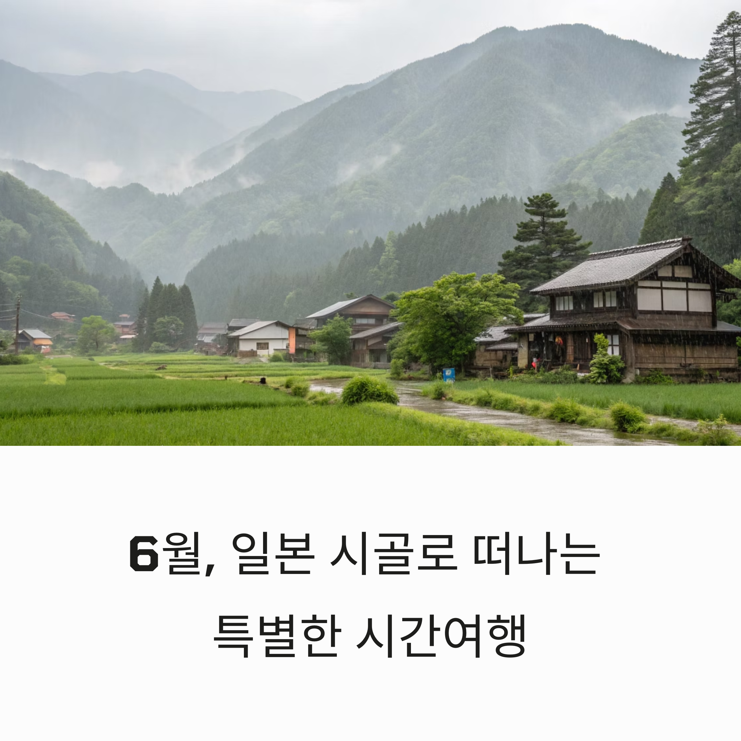 비 내리는 일본 시골 마을