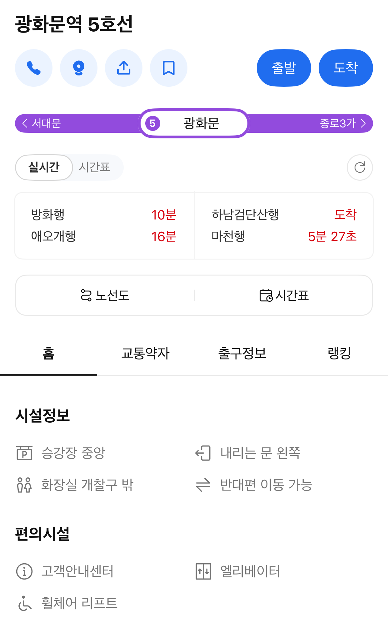 광화문역 5호선 편의시설