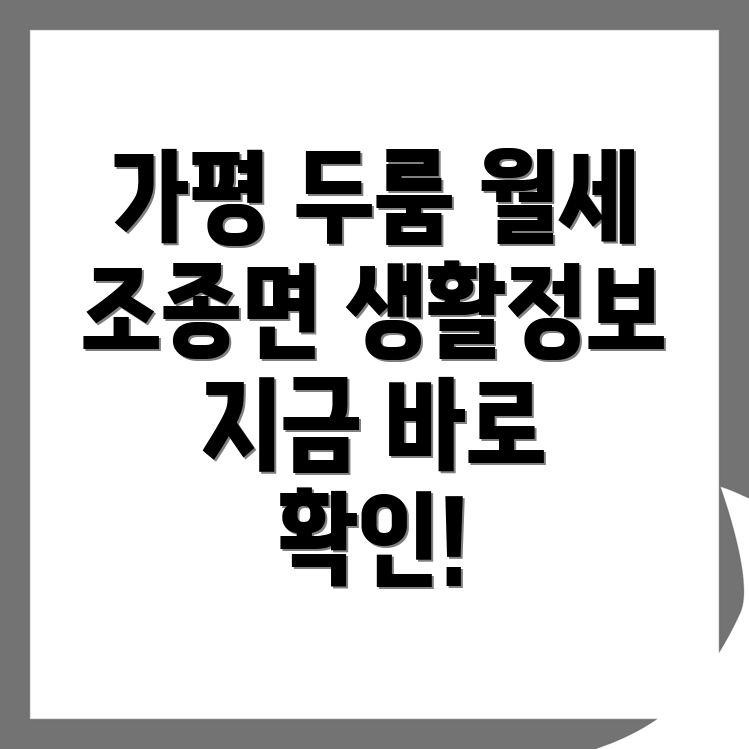 가평군 조종면 투룸 월세