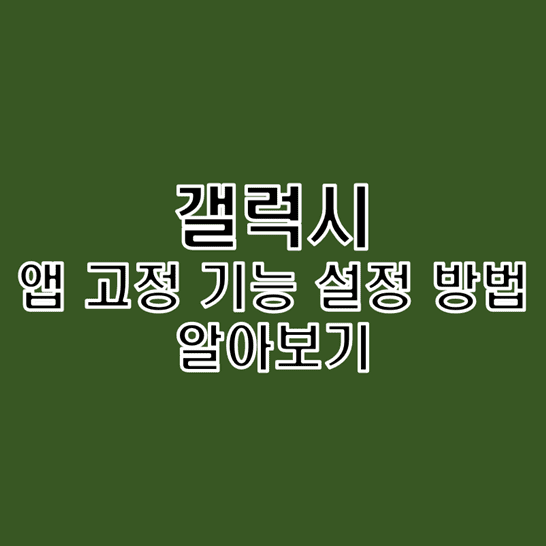  갤럭시 타인이 작동 못하도록 특정 앱을 액정 화면에 고정하는 기능 설정 방법