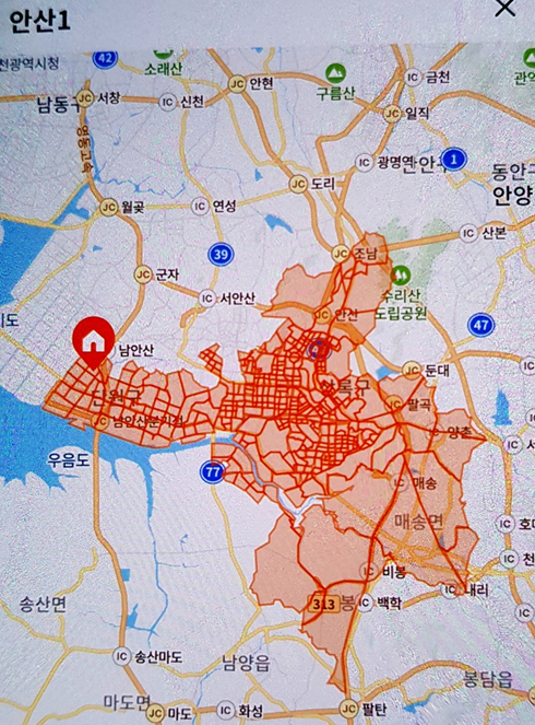 안산1캠프 배송지역 이미지
