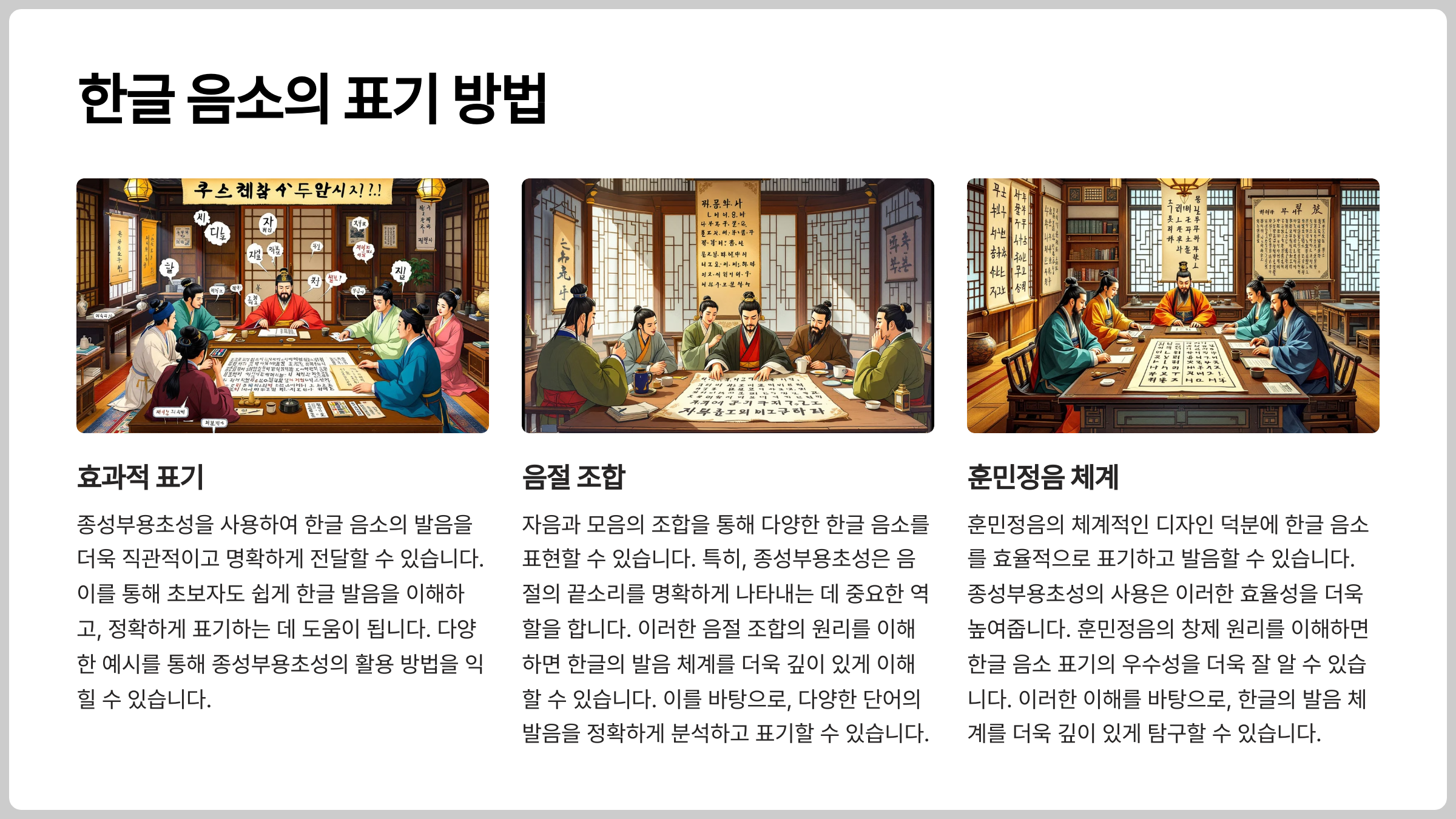 한글 음소를 쓸 때 종성부용초성의 역할과 중요성
