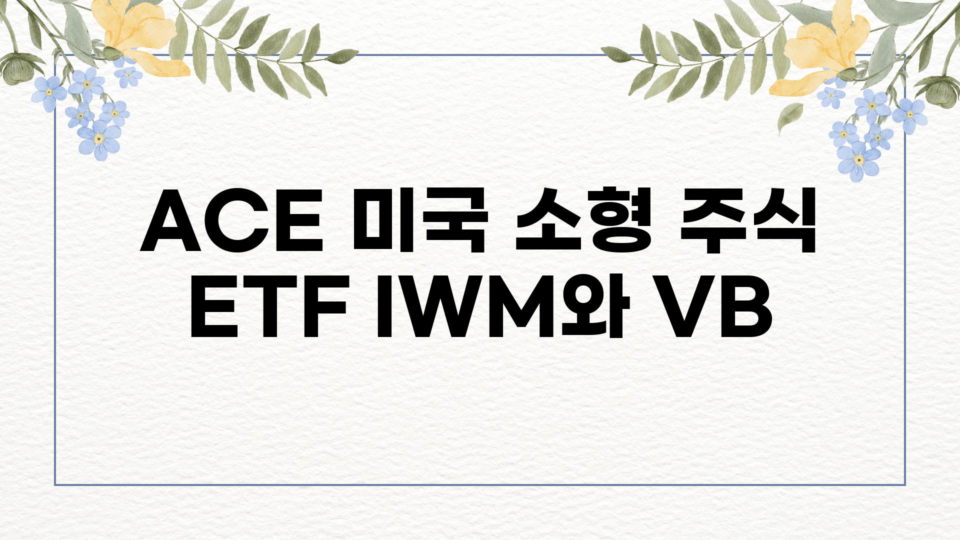 ACE 미국 소형 주식 ETF IWM와 VB