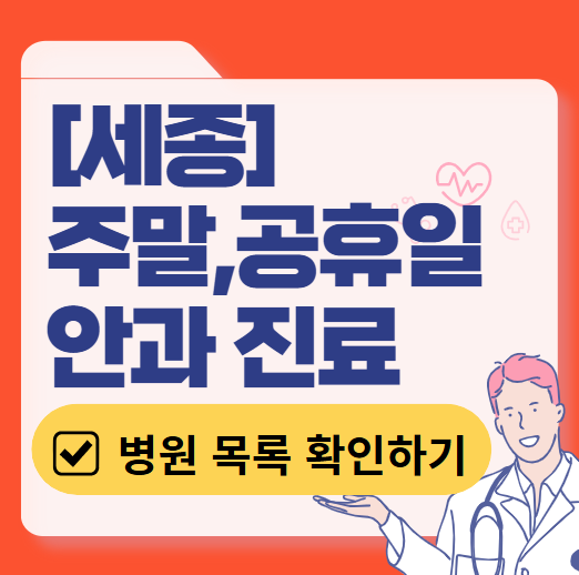 세종 안과 진료 잘하는 곳 추천 (안구건조증, 결막염, 다래끼, 노안, 백내장, 녹내장, 라식, 라섹) ❘ 토요일 일요일 주말 진료 병원 목록