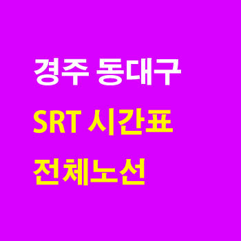 경주 동대구, 동대구 경주 SRT 노선 기차 시간표 및 운임 요금표