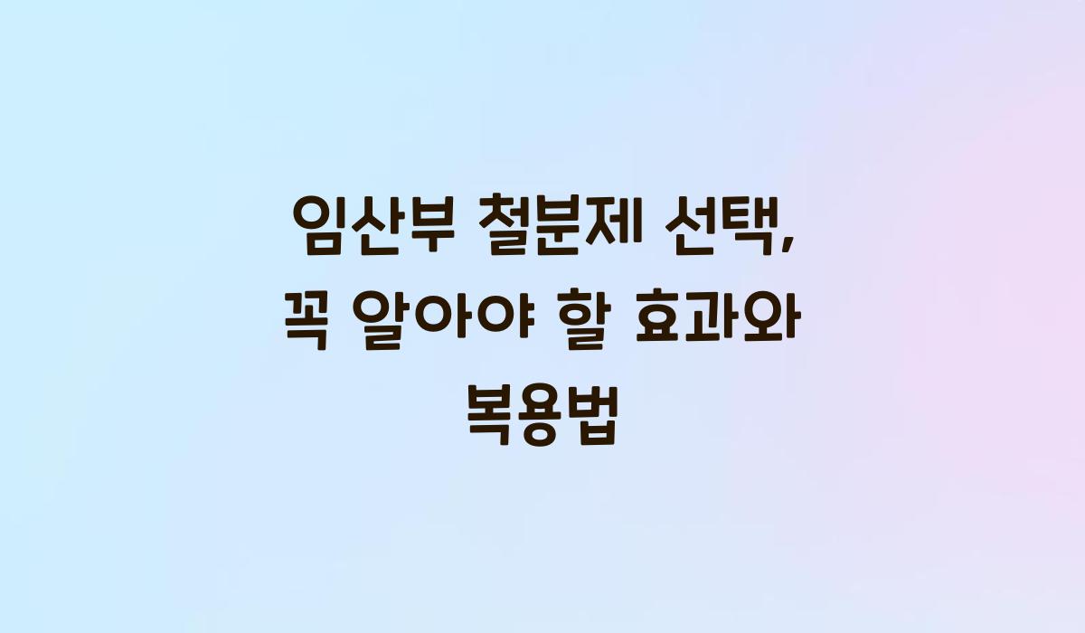 임산부 철분제 선택