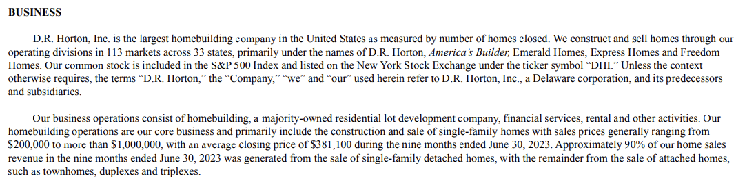 미국 주택건설회사 D.R. HORTON 알아보기&#44; D.R. HORTON 2023년 3Q 기업보고서