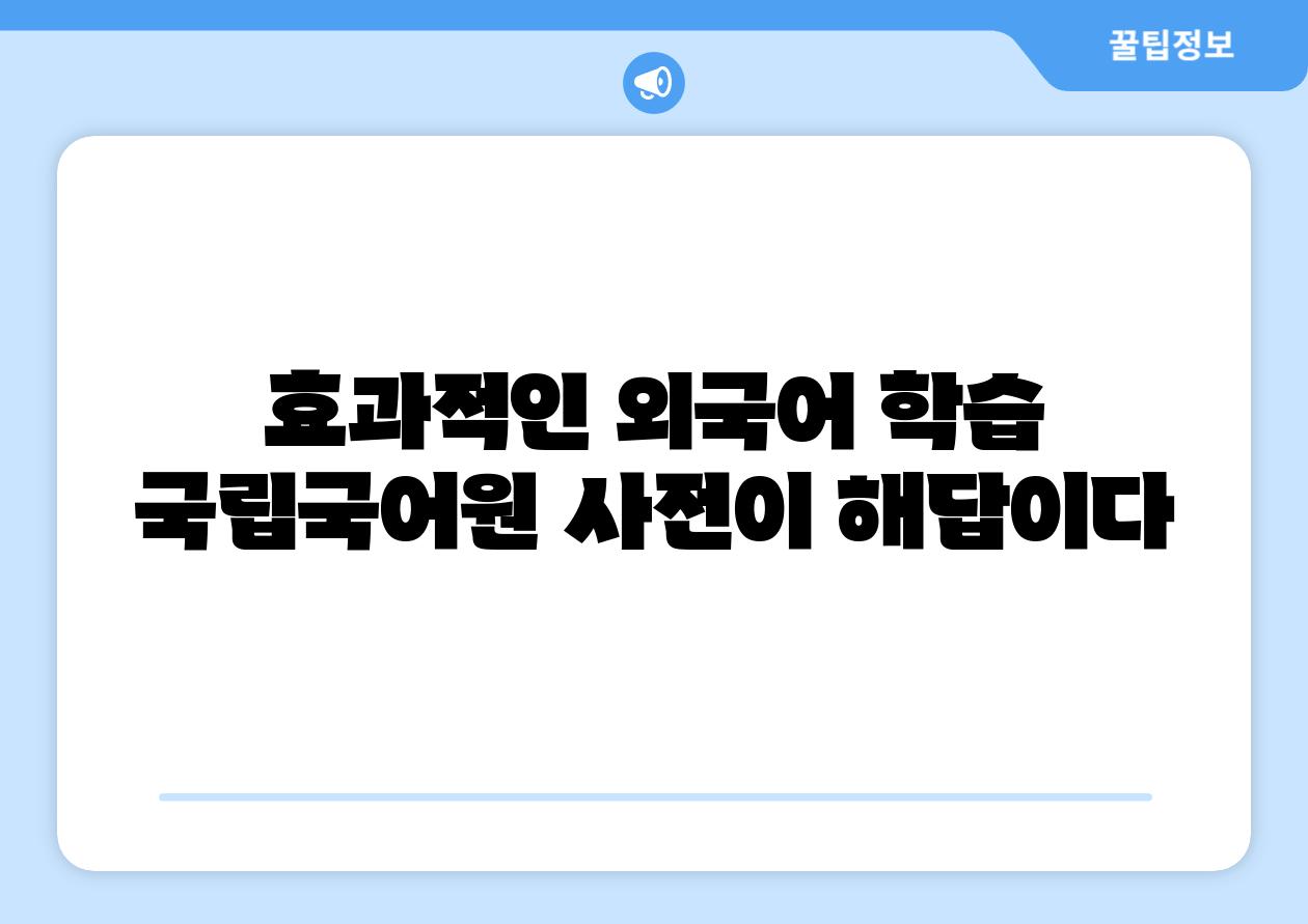 효과적인 외국어 학습 국립국어원 사전이 해답이다