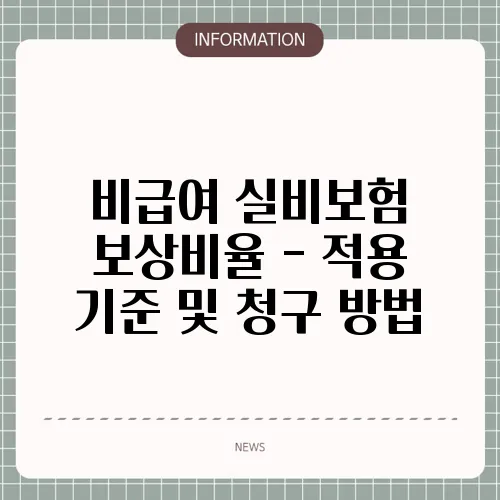비급여 실비보험 보상비율 - 적용 기준 및 청구 방법