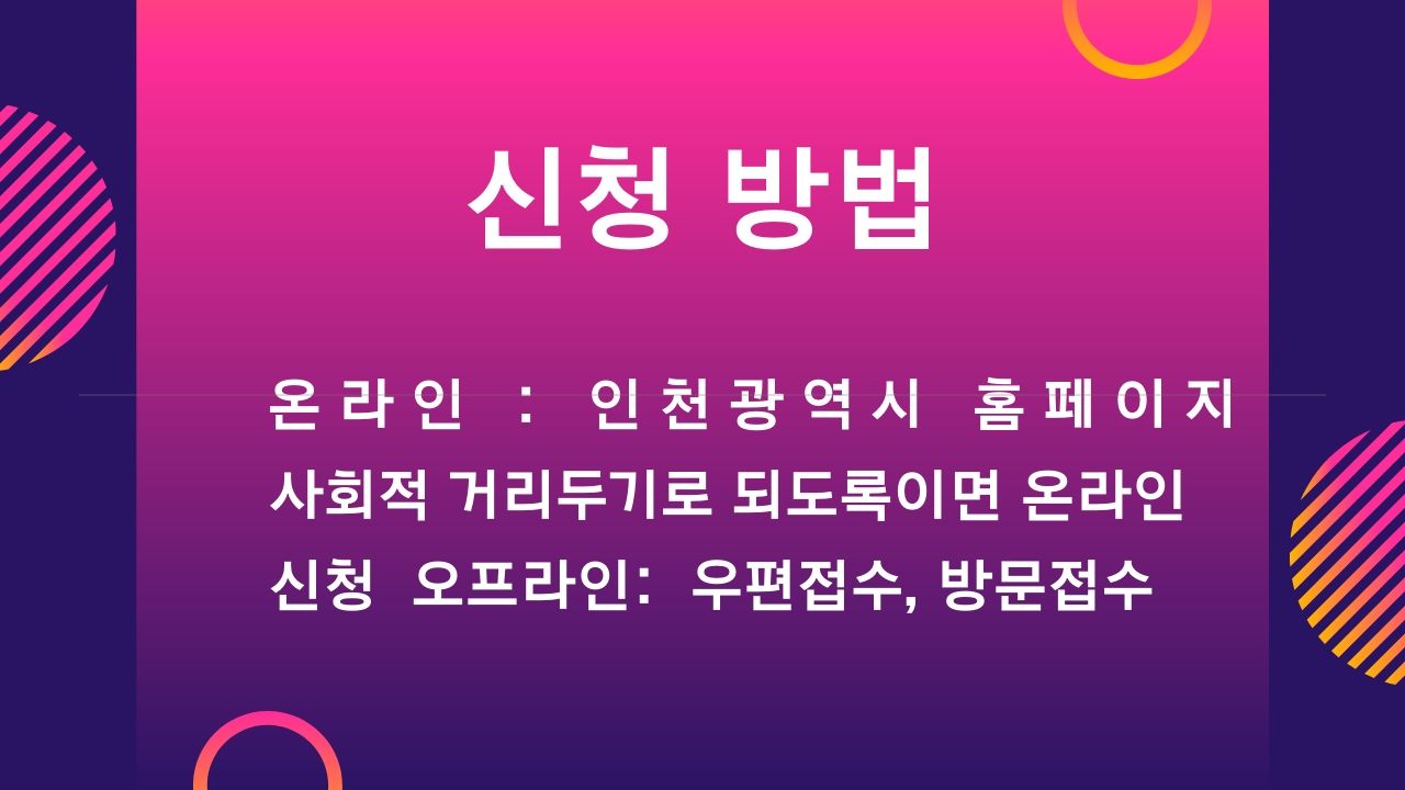인천 광역시 특수 형태 근로 종사자 프리랜서 무급휴직 근로자 생계비 지원금 신청방법