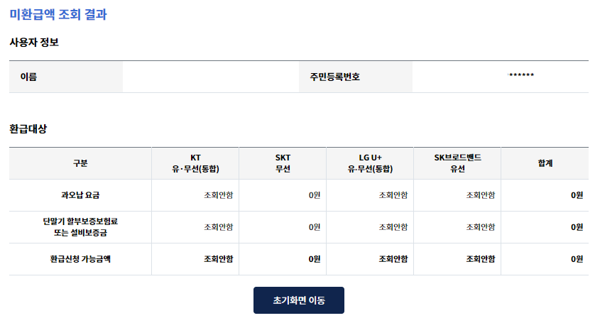 통신비 미환급금 조회 및 신청방법