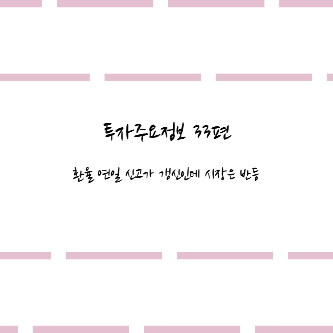  투자주요정보 33편 #환율 연일 신고가 갱신인데 시장은 반등