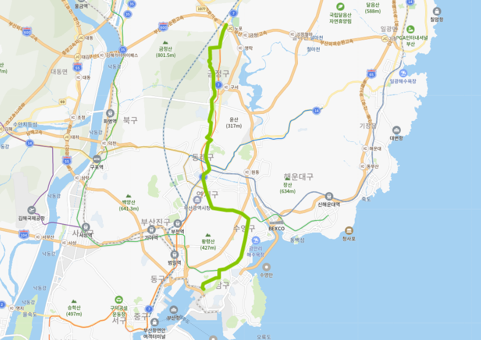  부산 51번 버스 노선, 시간표 정보 [부산종합버스터미널, 노포역, 부산외국어대, 장전역, 부산대학교, 교대역, 광안역]