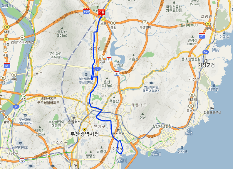  부산 49번버스 노선, 시간표 정보 :: 노포역, 종합버스터미널, 부산대, 광안역,수영역