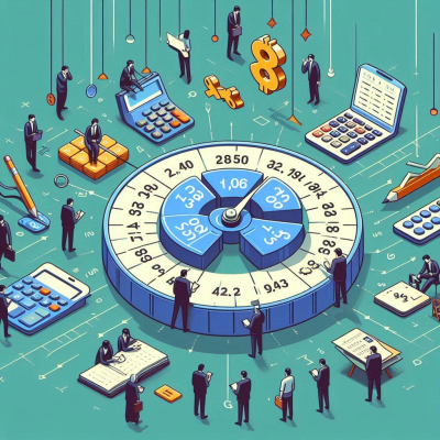 데이터 분석 및 예측을 나타내는 금융 계산기와 통계 그래픽.