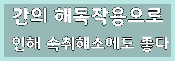  간의 해독작용으로 인해 숙취해소에도 좋다