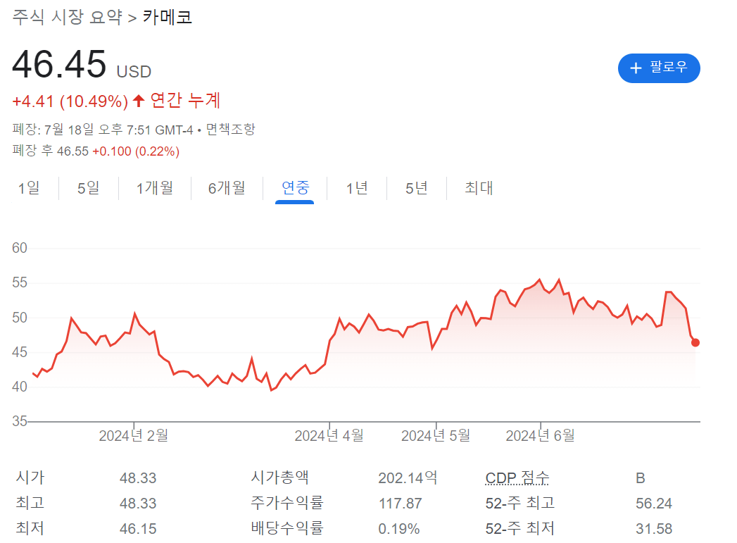 카메코 주가