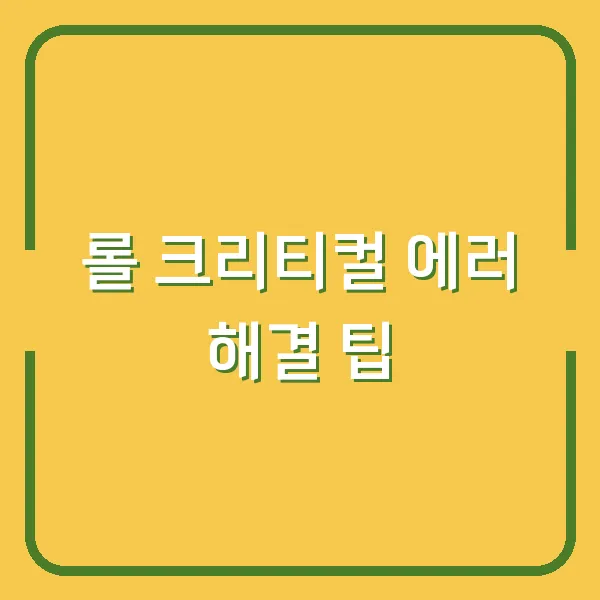 롤 크리티컬 에러 해결 팁