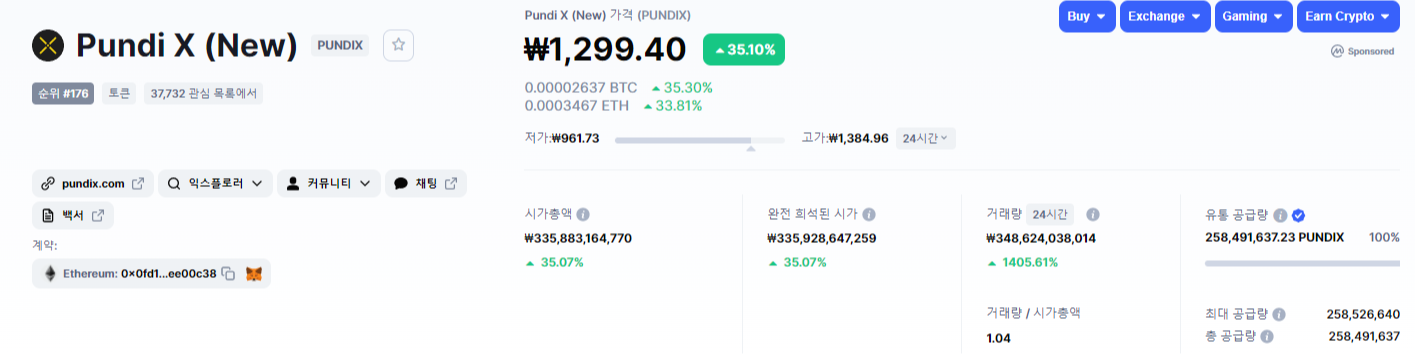 펀디엑스 코인 시세