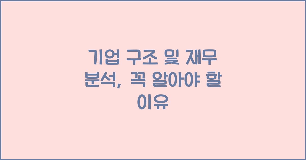 기업 구조, 재무 분석