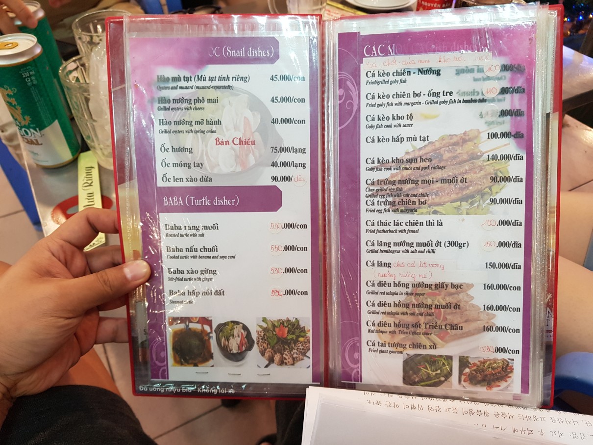 호치민 3군 로컬 맛집 Mua Rung Restaurant 메뉴(2)