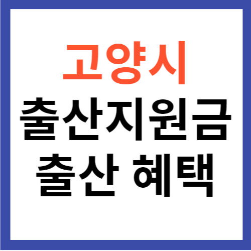 고양시 출산지원금 산후조리비 출산 혜택 총정리