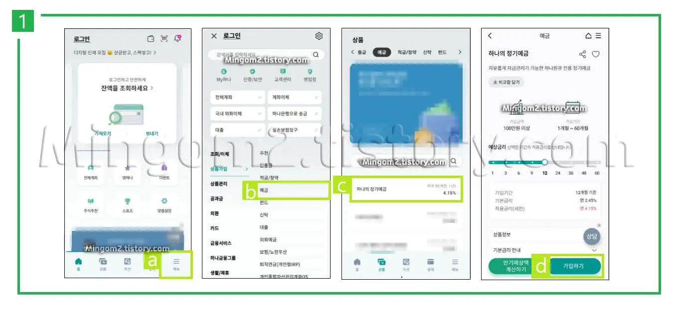 정기예금 가입방법에 대한 설명