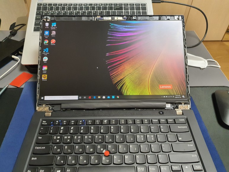  레노버 노트북 모니터 교체 후기 (Lenovo 씽크패드 T14, ThinkPad T14, HD, FHD, 패널 교체, 커스텀 노트북)