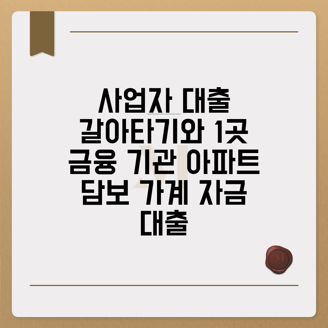 사업자 대출 갈아타기와 1곳 금융 기관 아파트 담보 가