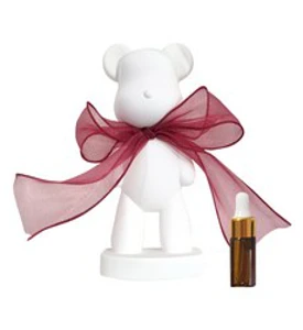 라비다 빅베어 쉬폰 리본 곰돌이 석고오너먼트 와인 + 석고방향제 리필오일 3ml 세트&#44; 웨딩플라워