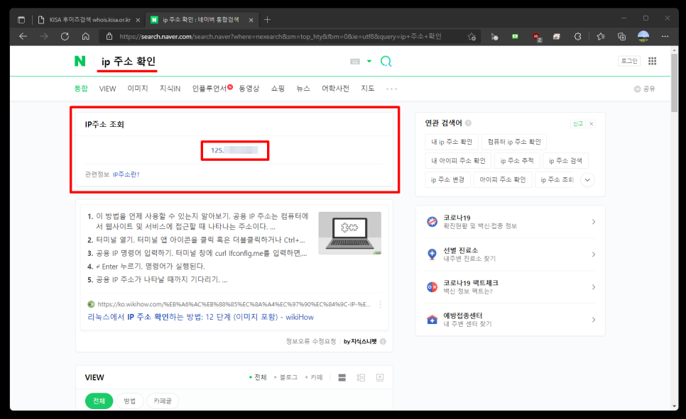 내 ip 주소 확인하기 구글 접속 시 다른 나라로 인식되는 문제 8