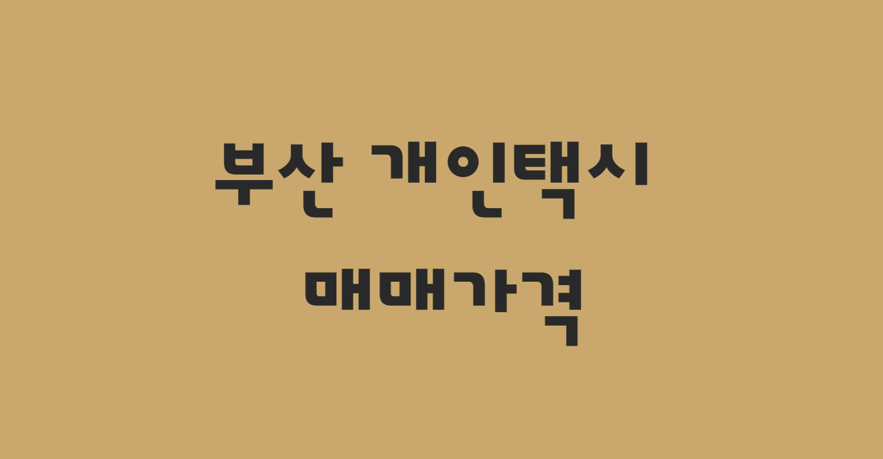  10월 부산 개인택시 매매 가격