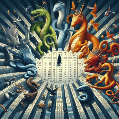 비즈니스와 경제적 도전에 직면한 이미지, 드래곤과 같은 시각적 요소 포함.