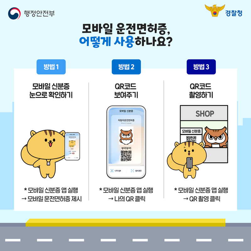모바일 운전면허증 발급방법(출처 : 행정안전부)