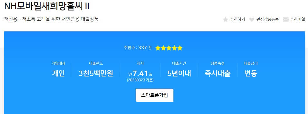 농협 서민지원대출 개요