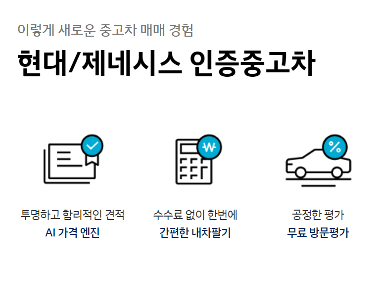 현대차 인증중고차 가격 구매 앱 사이트