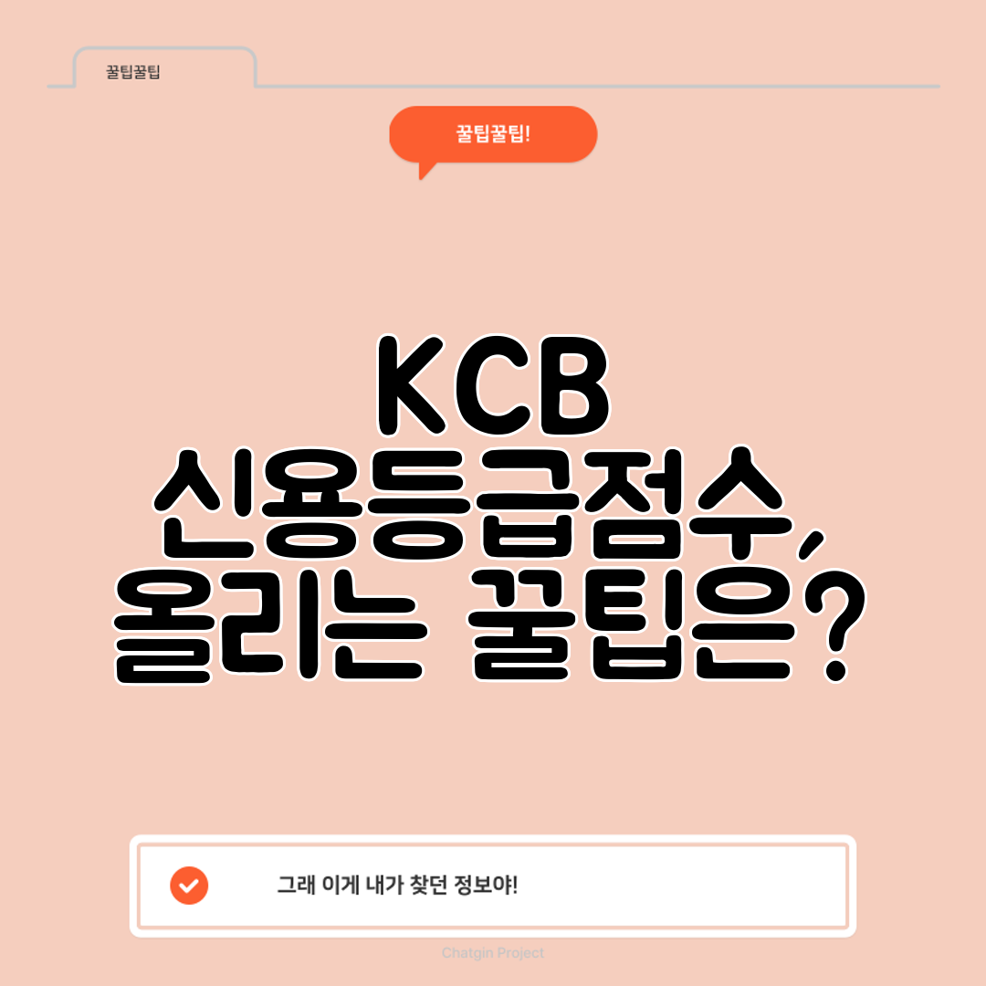 KCB 신용등급점수, 올리는 꿀팁은