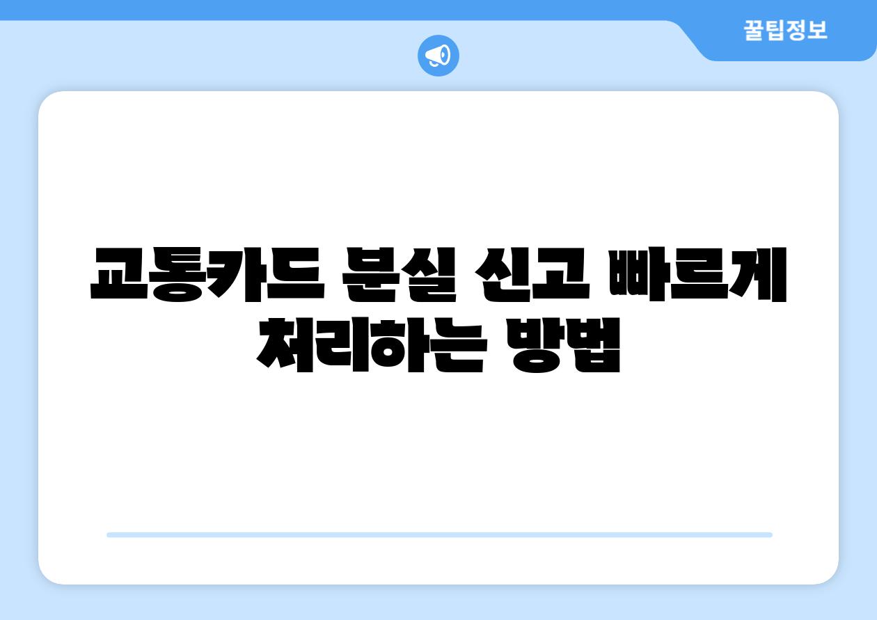 교통카드 분실 신고 빠르게 처리하는 방법