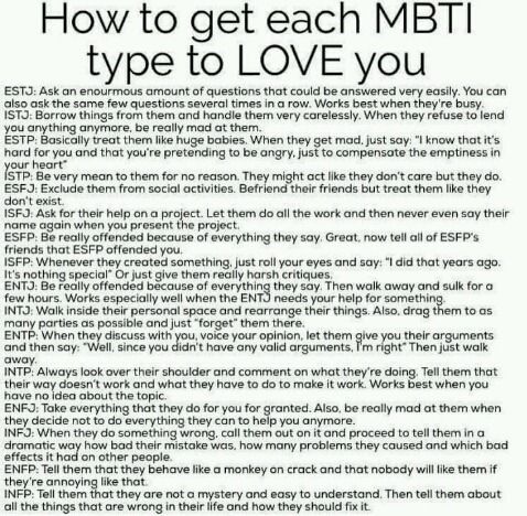  MBTI 유형 별 빡치게 하는 방법