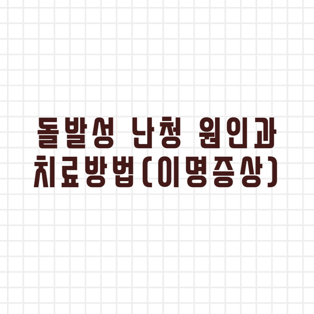  한쪽 귀 먹먹, 이명을 동반 한다면 돌발성 난청을 의심해야 합니다