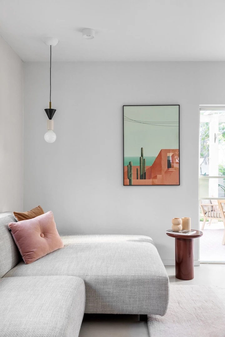 예쁜 거실 인테리어 천장 실링팬 설치한 스킵플로어 7