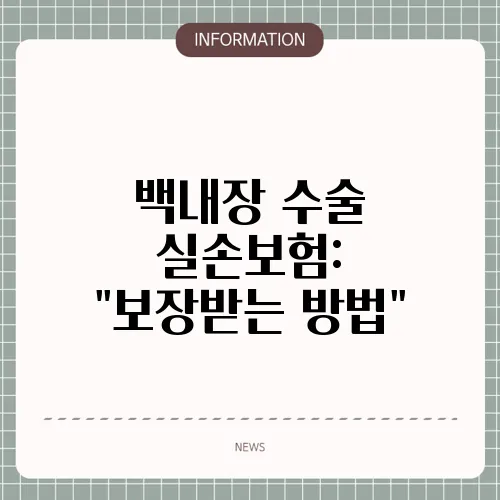 백내장 수술 실손보험: 