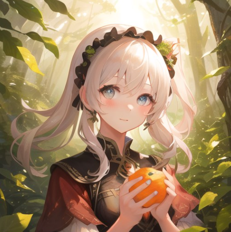 Inpaint 예 (오렌지를 든 미소녀, 수정후)